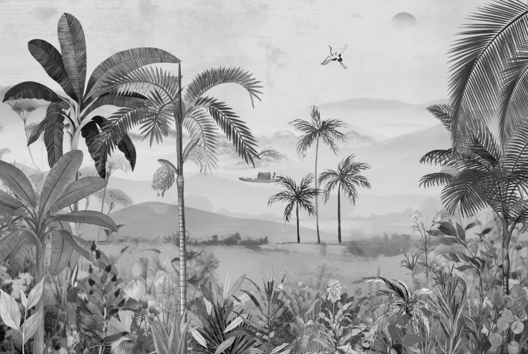 Far From Here Monochrome wall mural – LH Lifestyle
